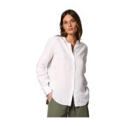 Delhi Dames Linnen Mandarin Kraag Shirt Mason's , White , Dames