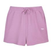 Roze Fleece Jogger Shorts met Baby Fox Borduursel Maison Kitsuné , Pin...