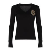 Elegante V-hals Blouse Guess , Black , Dames