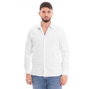 Heren Overhemd Lange Mouw Lacoste , White , Heren