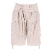 Cargo Shorts met Omgeslagen Tailleband Isabel Marant , Beige , Dames