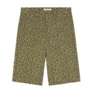 Abstract Daisy Print Denim Bermuda Shorts Maison Kitsuné , Green , Her...