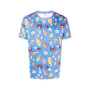 Blauw IJs Graphic T-shirt Moschino , Multicolor , Heren