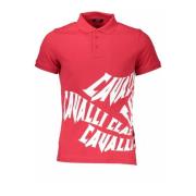 Rode Polo Shirt met Logo Print Cavalli Class , Red , Heren