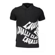 Zwarte Logo Print Katoenen Poloshirt Cavalli Class , Black , Heren