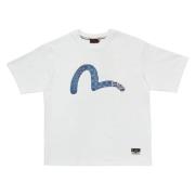 T-shirt met Zeemeeuwprint en Pins Evisu , White , Heren