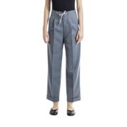 Blauw-Grijze Wol Straight Broek Maison Margiela , Blue , Dames