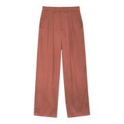 Zijden Terracotta Palazzo Broek Set Anine Bing , Brown , Dames