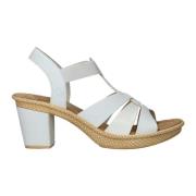 Witte Sandalette met Elastische Bandjes Rieker , White , Dames