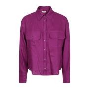 Paarse Linnen Shirt met Zakken Max Mara Weekend , Purple , Dames