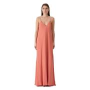 Elegante V-hals Maxi Jurk Federica Tosi , Pink , Dames