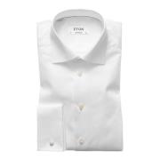 Moderne Franse Manchet Signature Twill Overhemd Eton , White , Heren