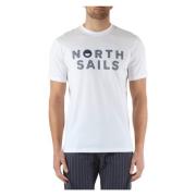 Katoenen Logo T-shirt North Sails , White , Heren