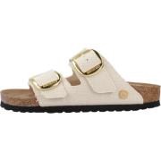 Rivet Buckle Sliders Birkenstock , Beige , Dames