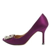 Pre-owned Satin heels Manolo Blahnik Pre-owned , Purple , Dames