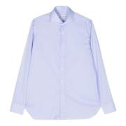 Geruite Katoenen Overhemd Gemaakt in Italië Borrelli , Blue , Heren