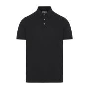 Slim Fit Cotton Polo Shirt Fedeli , Black , Heren