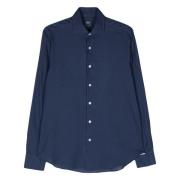 Italiaans Katoenen Shirt Fedeli , Blue , Heren