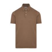 Slim Fit Katoenen Polo Shirt Fedeli , Brown , Heren