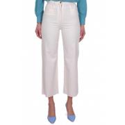 Flared Jeans van Katoen Drill met Hoge Taille Elisabetta Franchi , Whi...