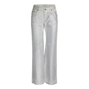 Metallic Finish Wide Trousers P.a.r.o.s.h. , Gray , Dames