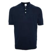 Katoenen Gebreide Polo Shirt Eleventy , Blue , Heren