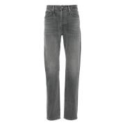 Katoenmix Jeans met Leren Logo Tom Ford , Gray , Heren