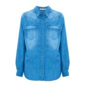 Blauwe Denim Shirt met Lange Mouwen Kocca , Blue , Dames