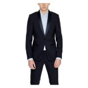 Zwarte Button-Up Blazer met Revers Antony Morato , Black , Heren