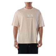 Katoenen T-shirt met voorlogo Armani Exchange , Beige , Heren