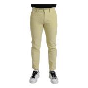 Gele Corduroy Logo Skinny Jeans Dolce & Gabbana , Yellow , Heren