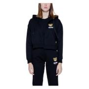 Stijlvolle Zwarte Hoodie met Rits Moschino , Black , Dames