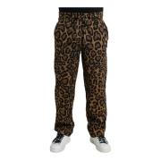 Luipaardprint Jogger Broek Dolce & Gabbana , Brown , Heren