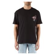 Katoenen Logo Print T-shirt Tommy Jeans , Black , Heren