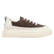 Dames Bruin & Beige Lage Top Leer & Suède Sneakers Er00113499 Estro , ...