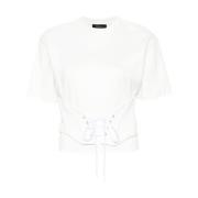 Witte Katoenen T-shirt Mugler , White , Dames