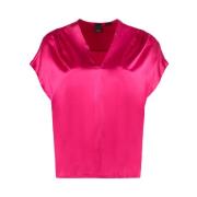 Zijden Fuchsia Blouse T-shirt Top Pinko , Pink , Dames