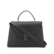 Maxi Iside Retro Leren Tas met Sluiting Valextra , Black , Dames