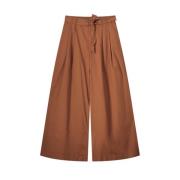 Wideleg Twill Broek Summum Woman , Brown , Dames