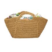 Raffia Tote met Clutch Chica London , Beige , Dames