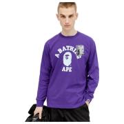 Grafische Print College Sweatshirt A Bathing APE , Purple , Heren