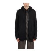 Hoodie met rits en kraag Isaac Sellam , Black , Heren