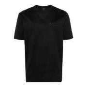 Zwart Crewneck T-Shirt met Geborduurd Logo Boss , Black , Heren