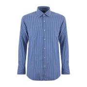 Blauw Gestreept Katoenen Overhemd Slim Fit Boss , Multicolor , Heren