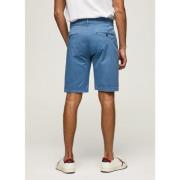 Stretch Cotton Chino Bermuda Shorts Pepe Jeans , Blue , Heren
