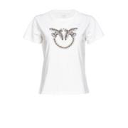Love Birds Geborduurd Wit T-shirt Pinko , White , Dames