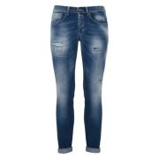 Denim Skinny Jeans met Distressed Details Dondup , Blue , Heren