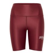 Stijlvolle Sporty Biker Shorts Bordeaux Ball , Brown , Dames