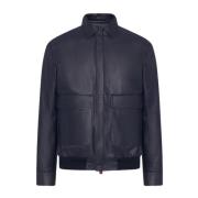 Blauwe Lambskin Bomberjack Kiton , Blue , Heren