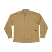 Beige Overshirt met Klassieke Kraag Gr10K , Beige , Heren